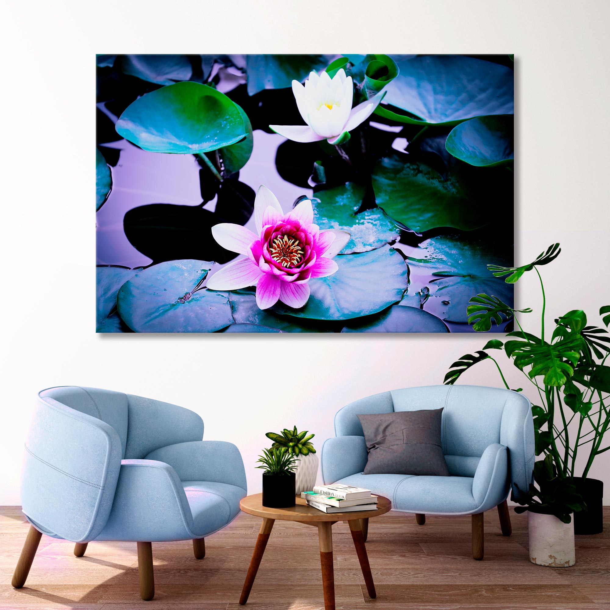 Bright Lotus Flowers Canvas Print SKU 10351