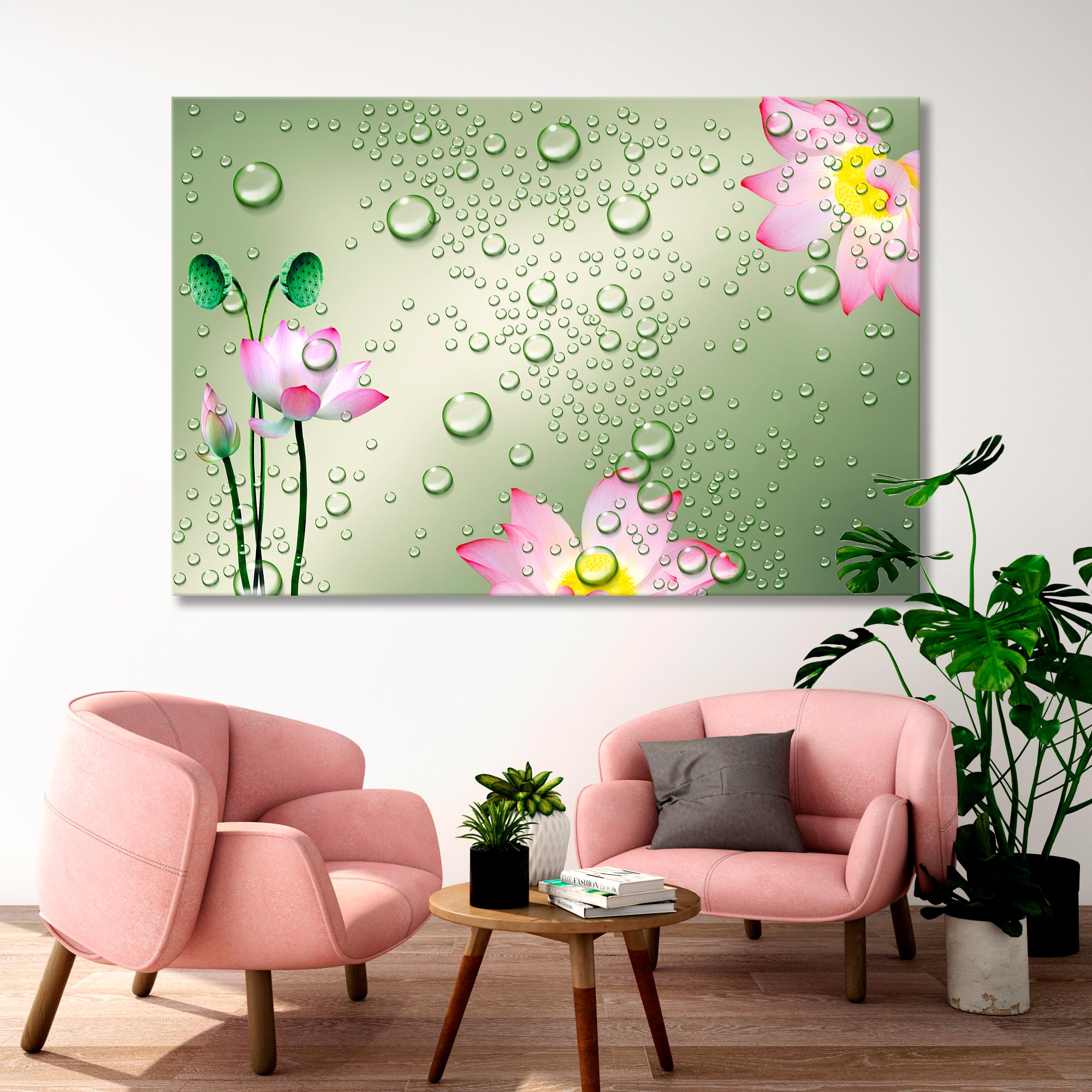 Lotus and Water Droplets Canvas Print SKU 10297