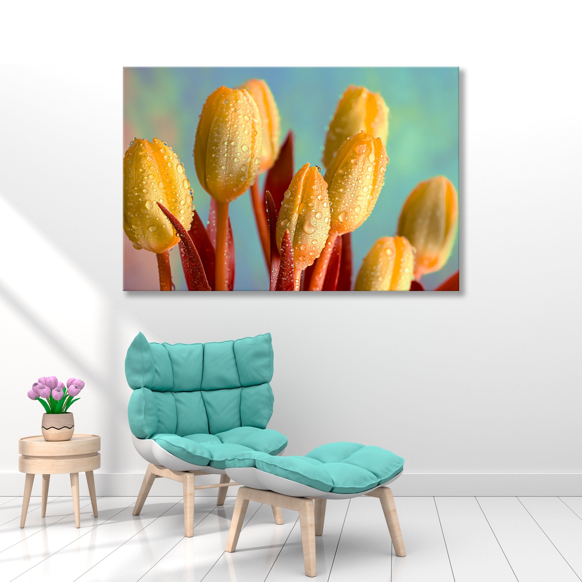 Yellow Tulips with Water Drops Canvas Print SKU 10316