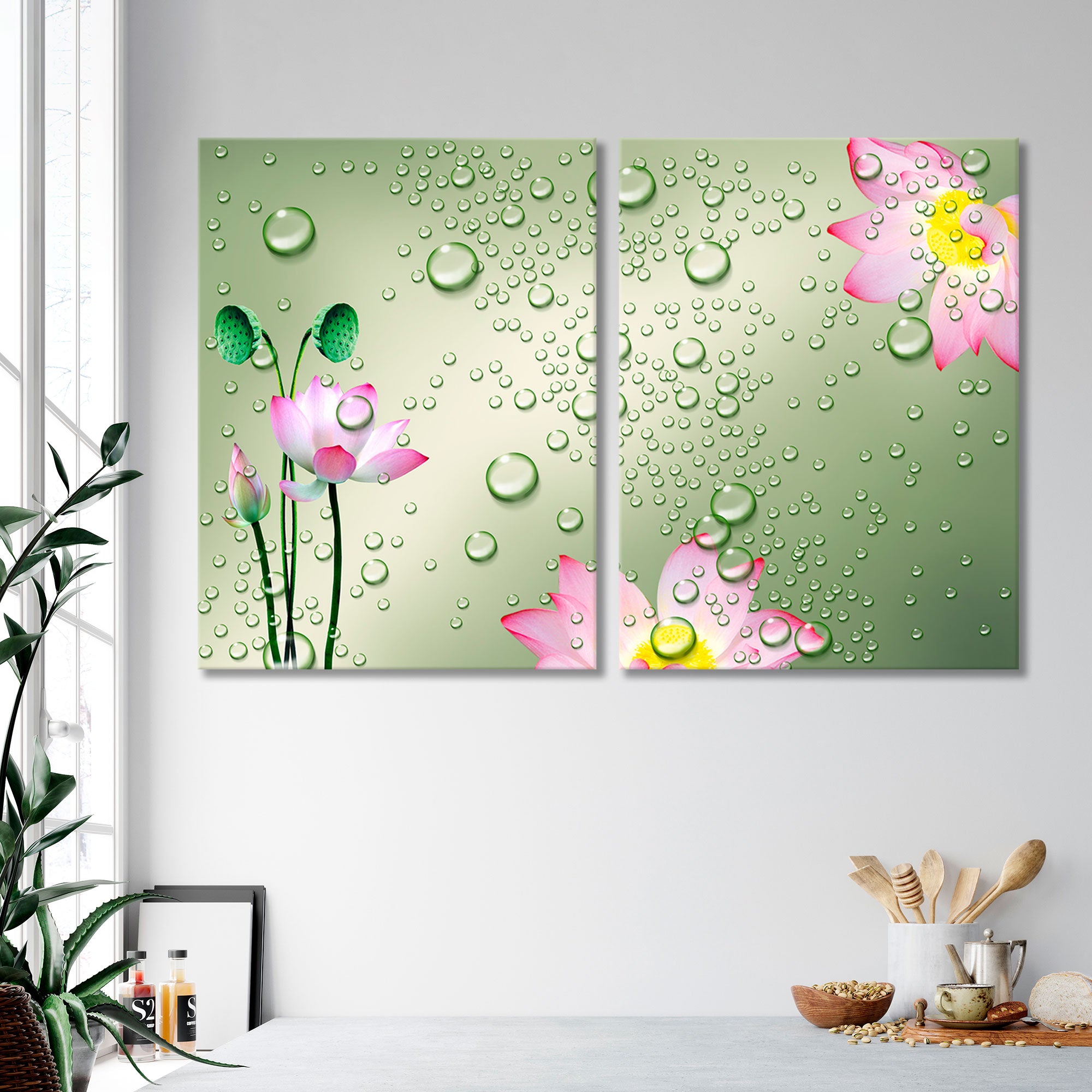 Lotus and Water Droplets Canvas Print SKU 10297