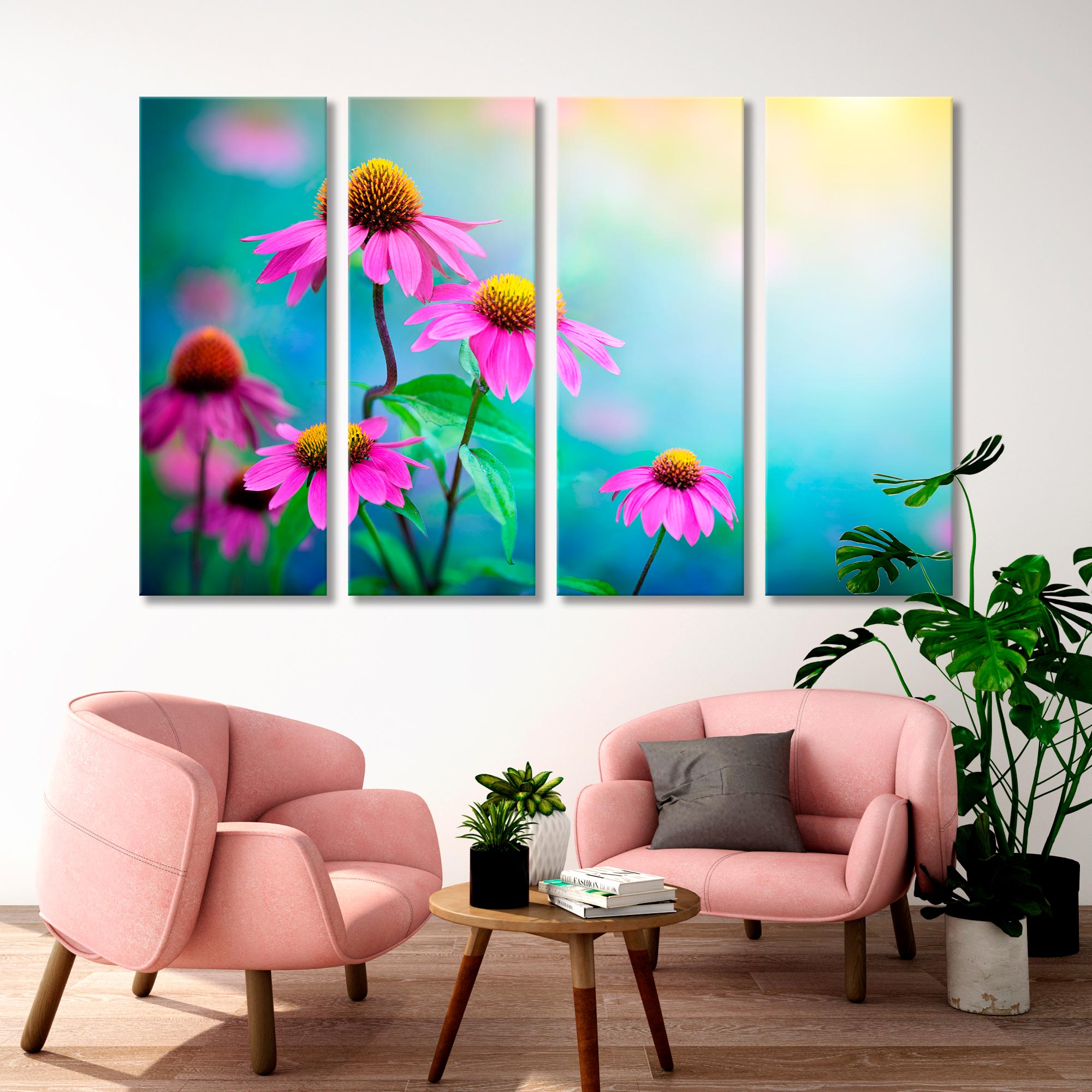 Delicate Pink Echinacea Flowers Canvas Print SKU 10357