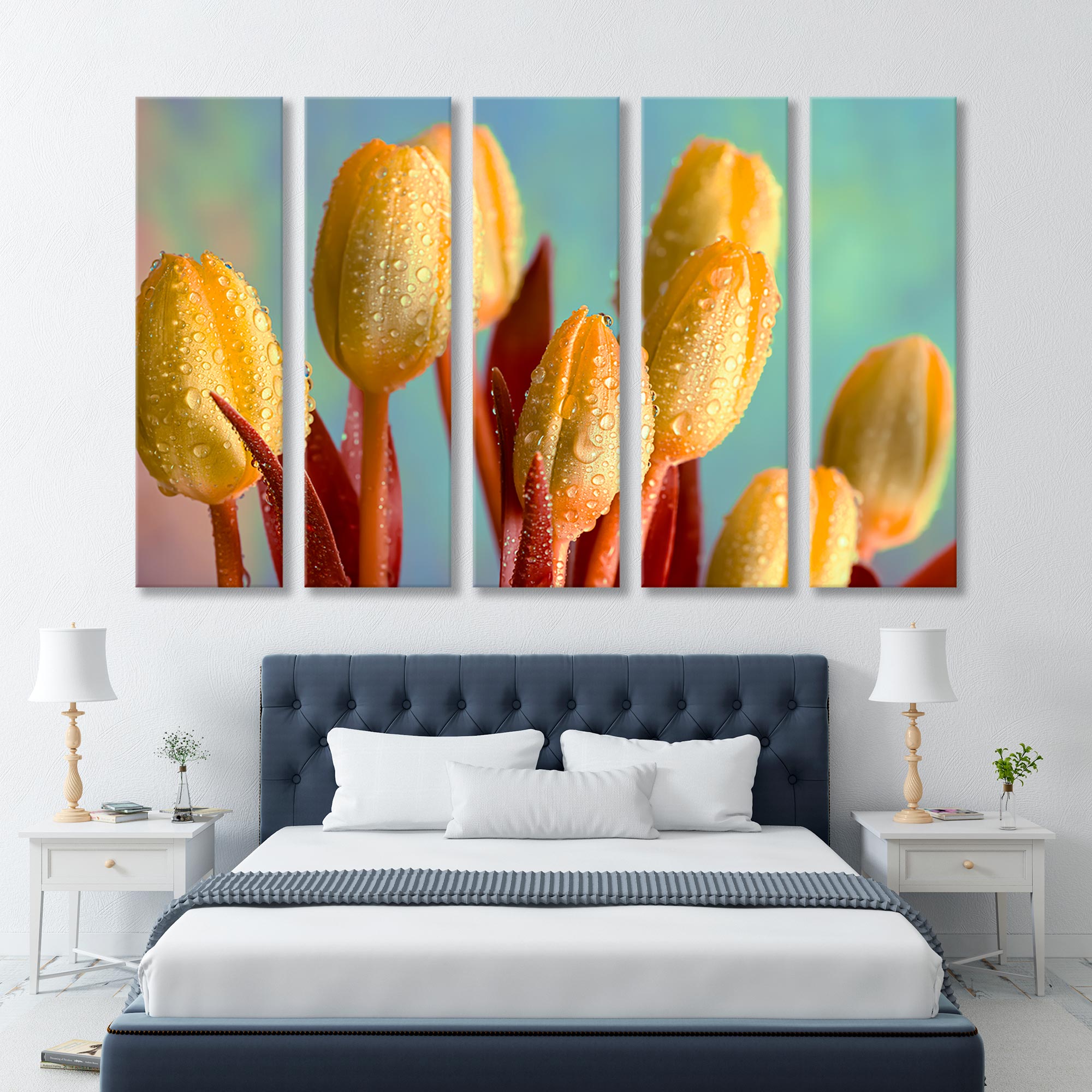 Yellow Tulips with Water Drops Canvas Print SKU 10316