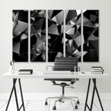 Abstract Triangles 3d Black White Canvas Print SKU 10173