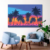 Evening Beach with Palm Trees Canvas Print SKU 10678