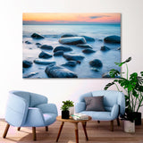 Sea with Stones at Sunset Canvas Print SKU 10620