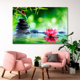 Spa Stones and Water Lily with Fountain Canvas Print SKU 10937