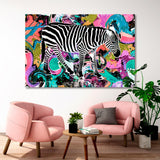 Zebra on Colorful Background Canvas Print SKU 10304