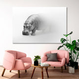 Hippo Black and White Canvas Print SKU 10276