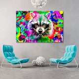 Raccoon with Graffiti Elements Canvas Print SKU 10315