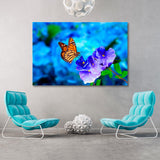 Butterfly on Blue Flowers Canvas Print SKU 10347