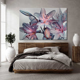 Delicate Lilies on a Gray Background Canvas Print SKU 10353