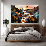 Abstract Autumn Forest with River Canvas Print SKU 10325