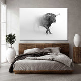 Bull Black and White Canvas Print SKU 10278