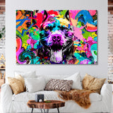 Bulldog with Colorful Elements Canvas Print SKU 10308