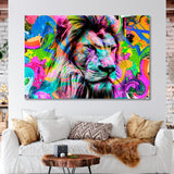 Lion Head Colorful Paint Graffiti Canvas Print SKU 10309