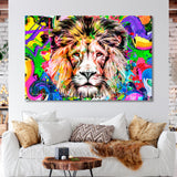 Lion Head on Colored Background Canvas Print SKU 10306