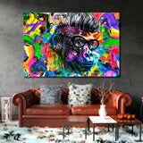 Colorful Gorilla Punk Wearing Glasses Canvas Print SKU 10319