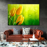 Yellow Tulips on Green Background Canvas Print SKU 10329