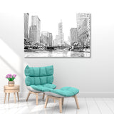 Chicago City Street Sketch Canvas Print SKU 10616