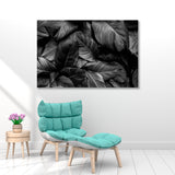 Tropical Leaves Black and White Canvas Print SKU 10176