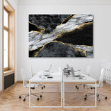 Black Gray Gold Veined Marble Canvas Print SKU 10815