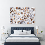 3d Floral Wallpaper with Golden Leaves Canvas Print SKU 10765