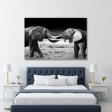 Two Elephants Black and White Canvas Print SKU 10638