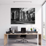 Skyscrapers in Doha Black White Canvas Print SKU 10532