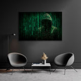 Hacker in the Code Background Canvas Print SKU 10584