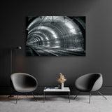 Subway Tunnel Black White Canvas Print SKU 10441