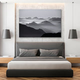 Mountains in the Mist Black and White Canvas Print SKU 10489