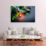 Tea Ceremrnia with Green Tea Leaves Canvas Print SKU 10939