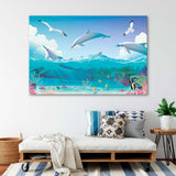 Underwater Sea and Dolphins Canvas Print SKU 10873