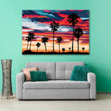 Beautiful Sunset with Palm Trees Canvas Print SKU 10665