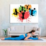 Cheerleaders on Colorful Splashes Background Canvas Print SKU 10853