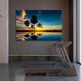 Palm Tree Silhouette at Sunset Canvas Print SKU 10773