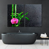 Orchid and Bamboo on Black Canvas Print SKU 10935