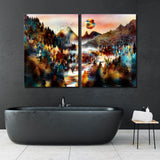 Abstract Autumn Forest with River Canvas Print SKU 10325