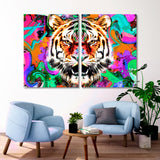 Tiger Head with Colorful Elements Canvas Print SKU 10307