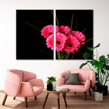 Pink Gerberas on a Black Background Canvas Print SKU 10356