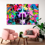 Bulldog with Colorful Elements Canvas Print SKU 10308