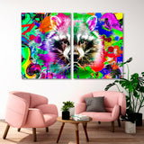 Raccoon with Graffiti Elements Canvas Print SKU 10315