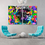 Colorful Gorilla Punk Wearing Glasses Canvas Print SKU 10319