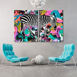 Zebra on Colorful Background Canvas Print SKU 10304