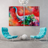 Elephant on Colorful Background Canvas Print SKU 10187