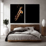 Saxophonist on Black Background Canvas Print SKU 10891