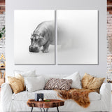 Hippo Black and White Canvas Print SKU 10276