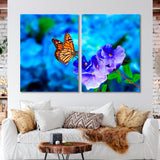 Butterfly on Blue Flowers Canvas Print SKU 10347