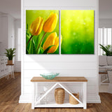 Yellow Tulips on Green Background Canvas Print SKU 10329