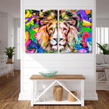 Lion Head on Colored Background Canvas Print SKU 10306